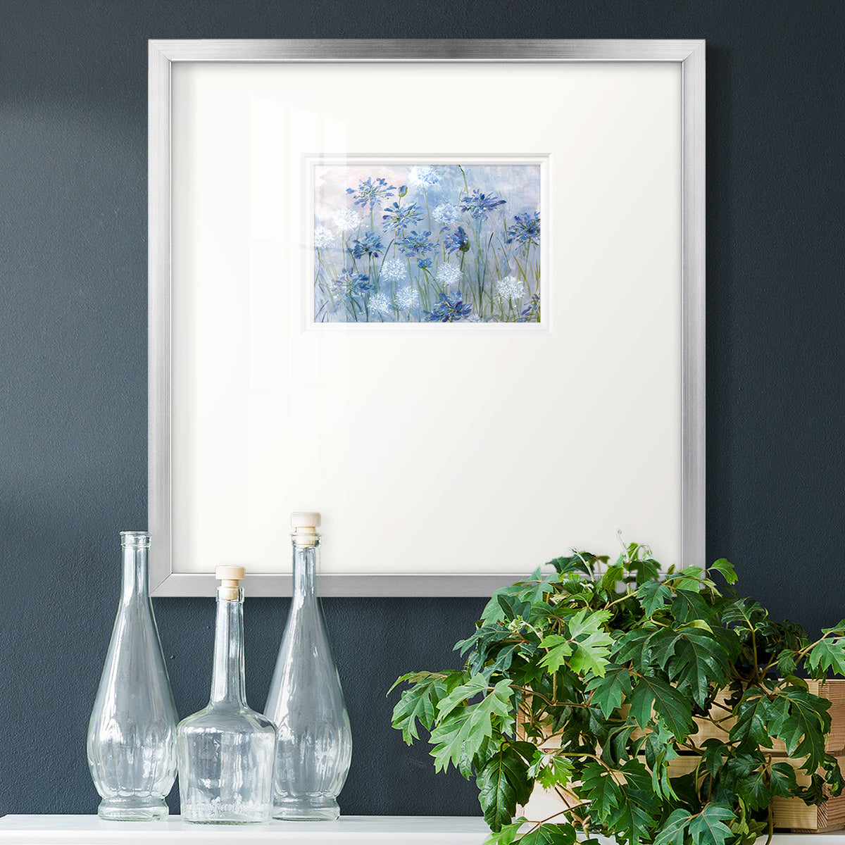 Dandelion and Agapanthus Premium Framed Print Double Matboard