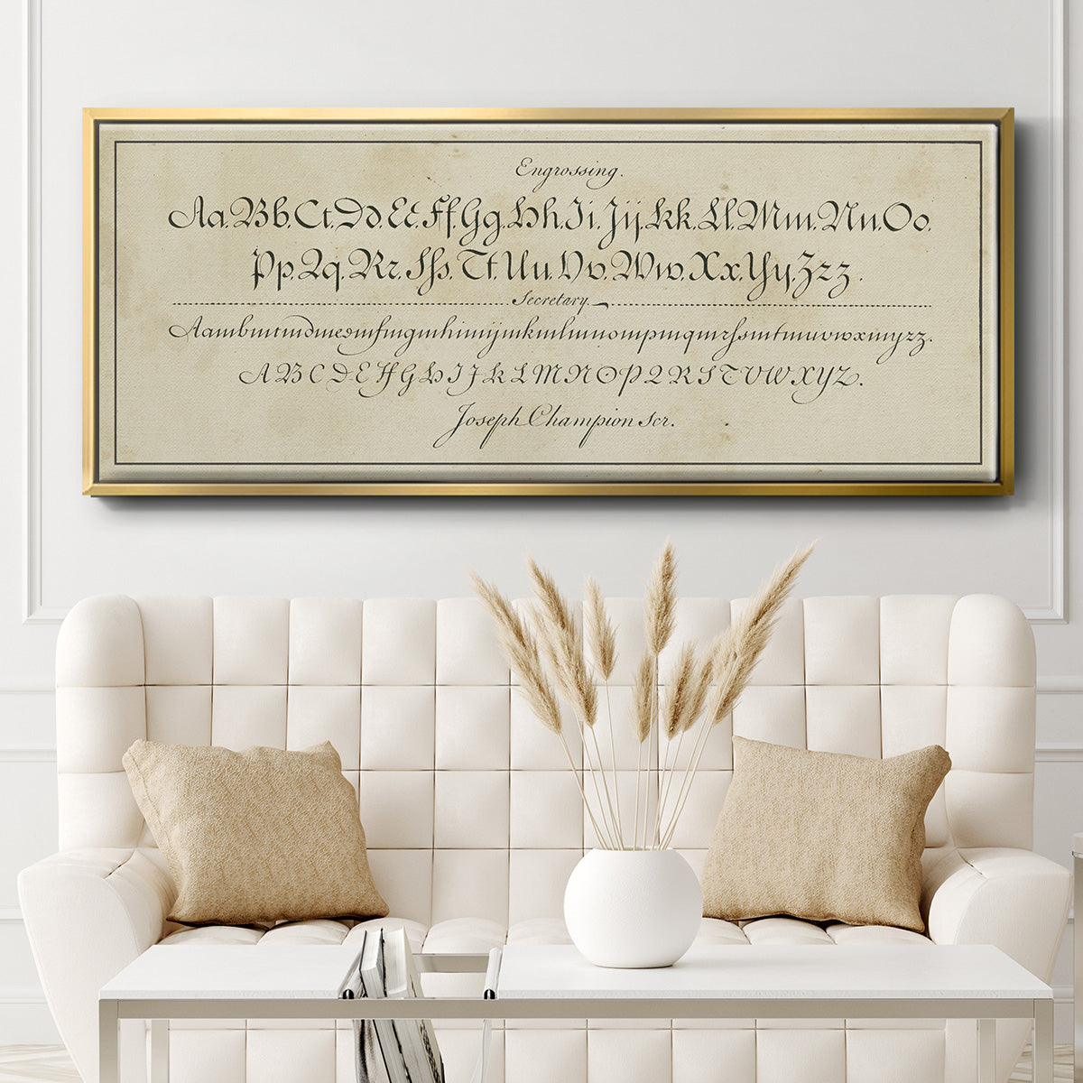 Manuscript Sampler V - Floater Framed Canvas Print