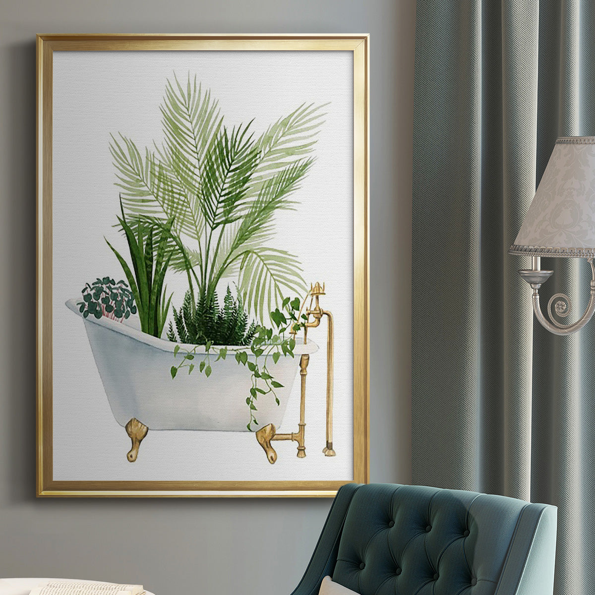 Plant Bath I - Modern Framed Canvas Print