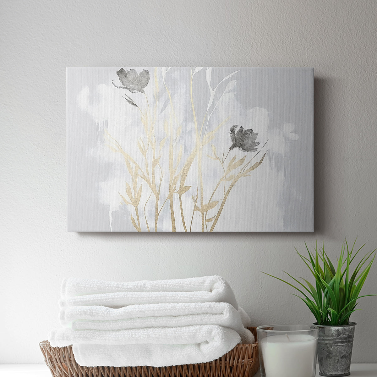 Grey Floral Painting XCIV - Canvas Art Print