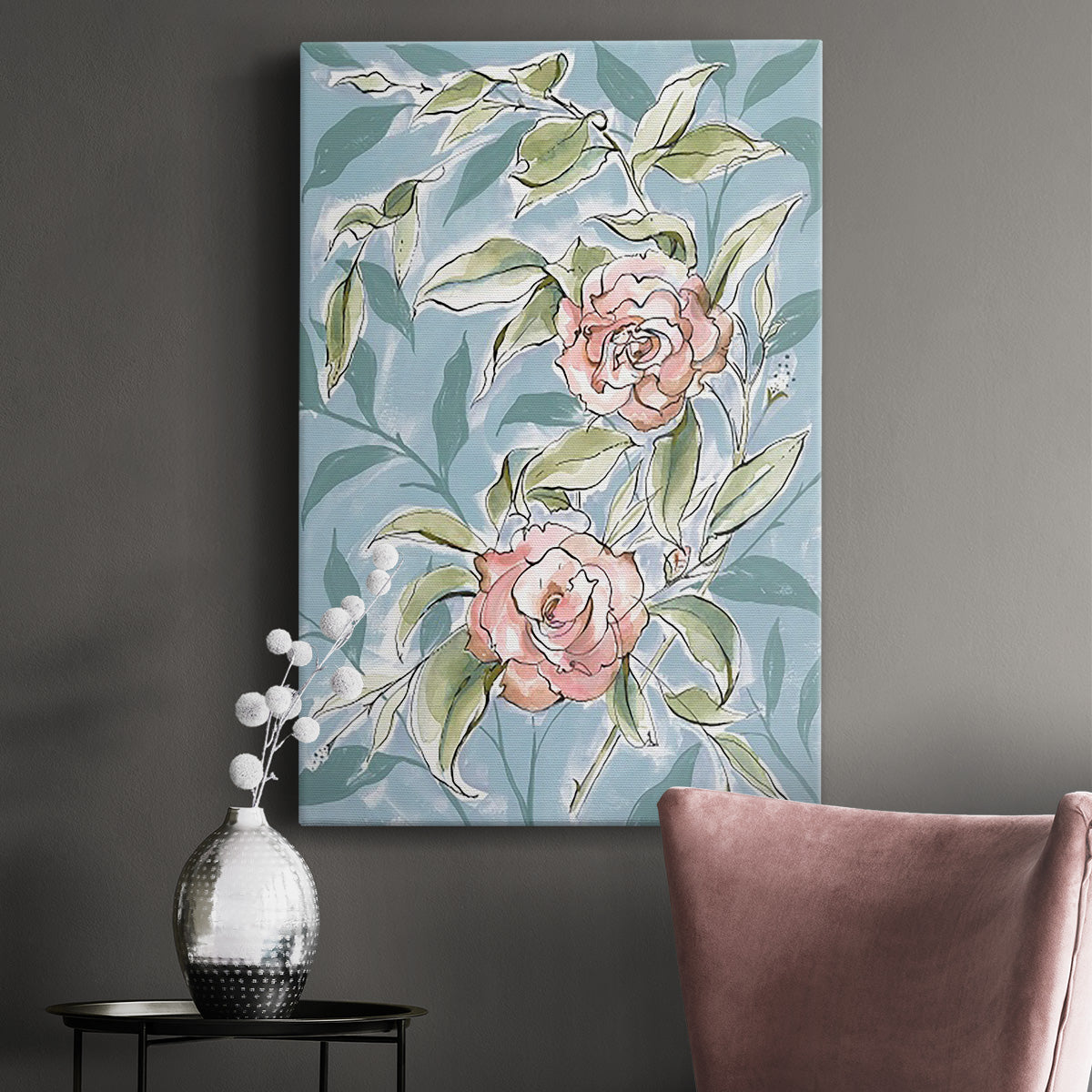 Faded Camellias II - Canvas Art Print