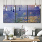 Three-panel canvas wall art featuring overcast bridge above river, displayed in a modern living room above seating.
