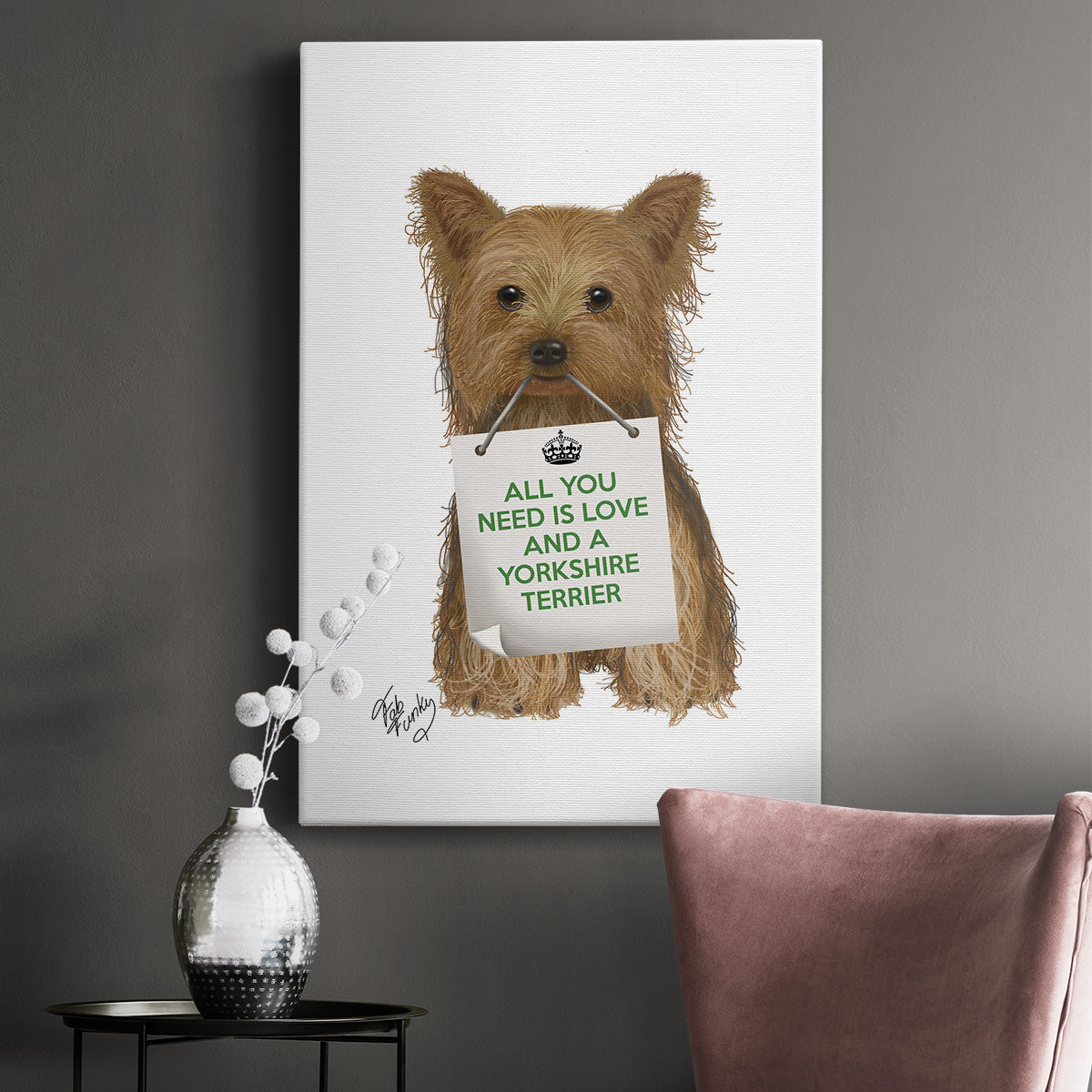 Love and Yorkshire Terrier Premium Gallery Wrapped Canvas - Ready to Hang