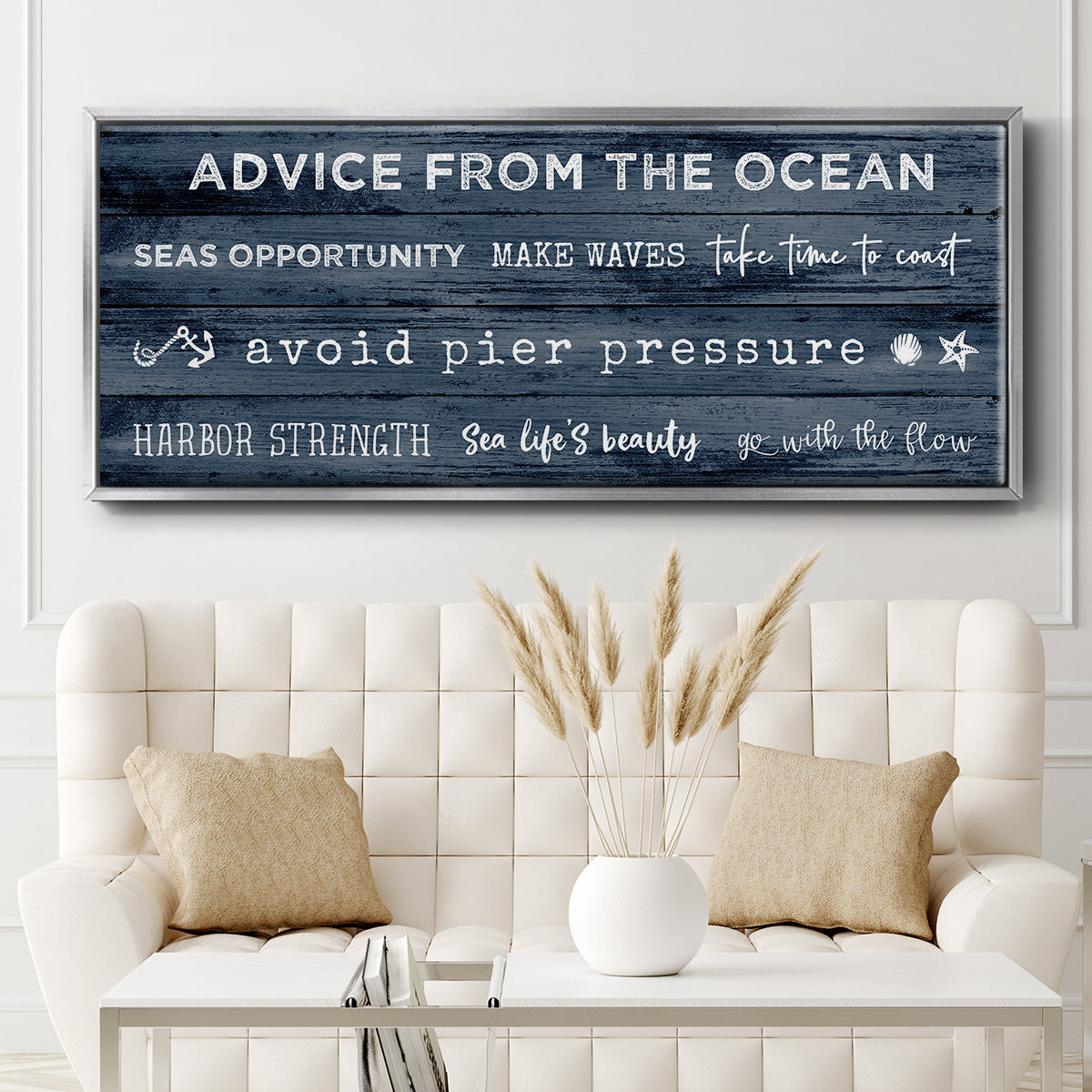 Navy Ocean - Floater Framed Canvas Print