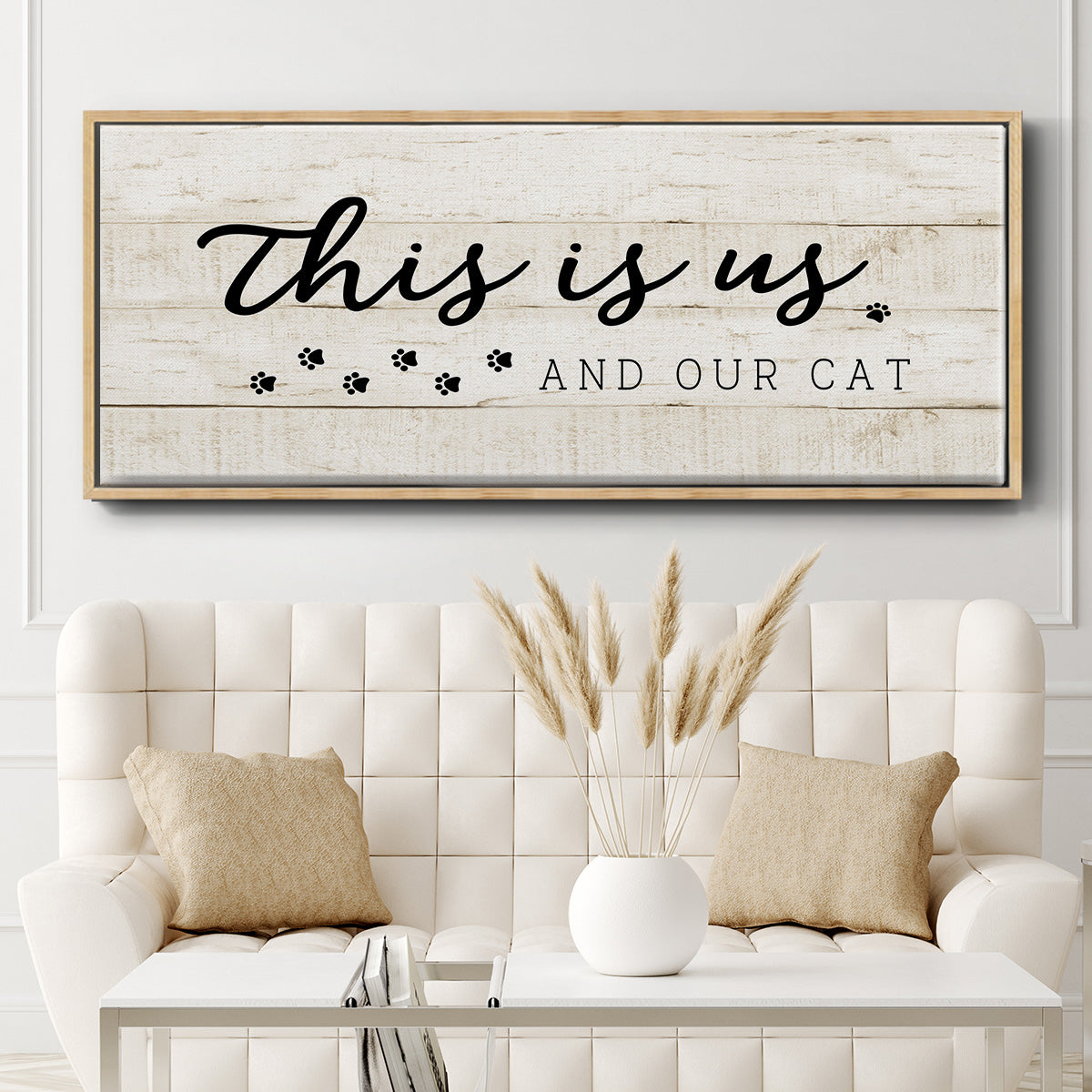 Us and Our Cat - Floater Framed Canvas Print
