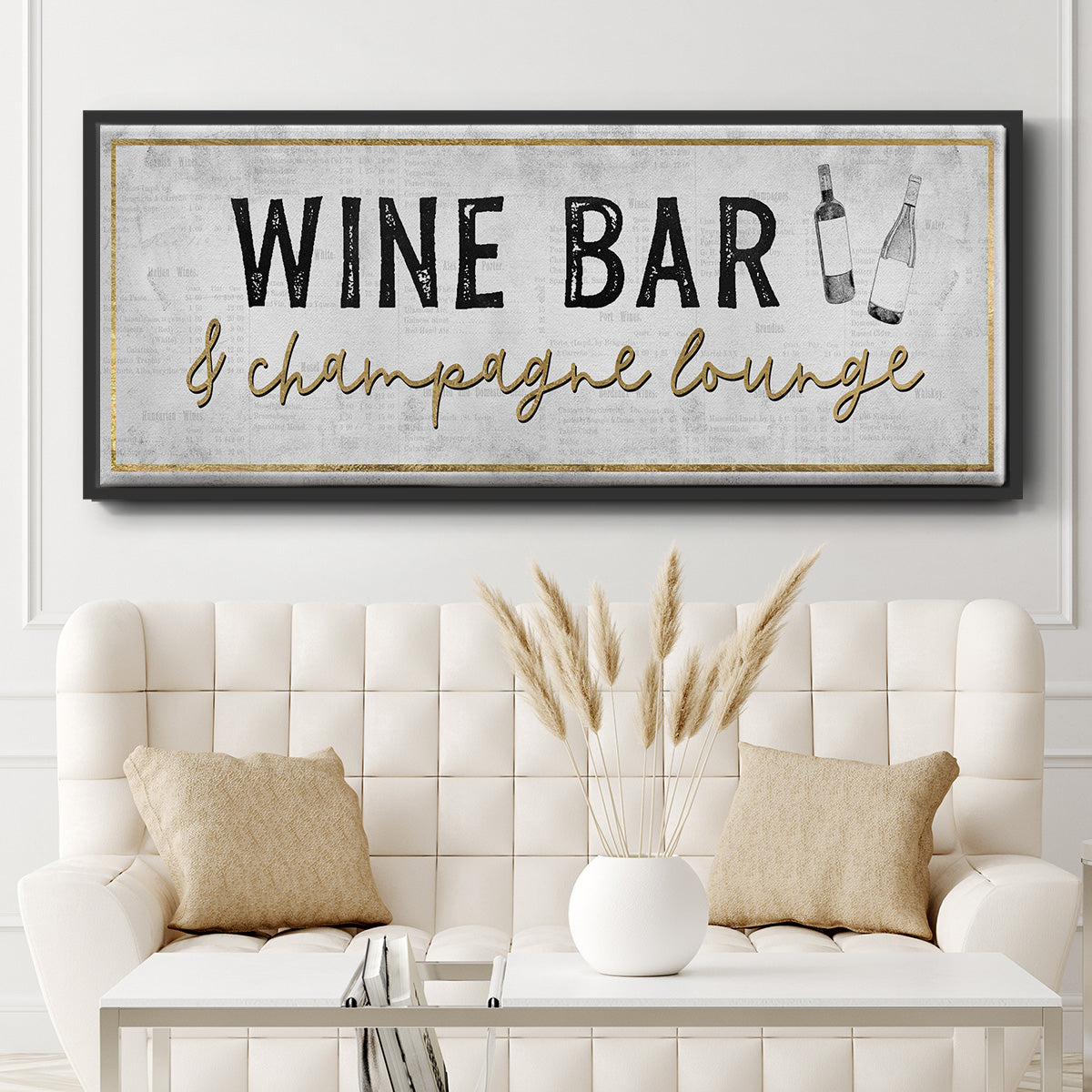 Champagne Lounge - Floater Framed Canvas Print
