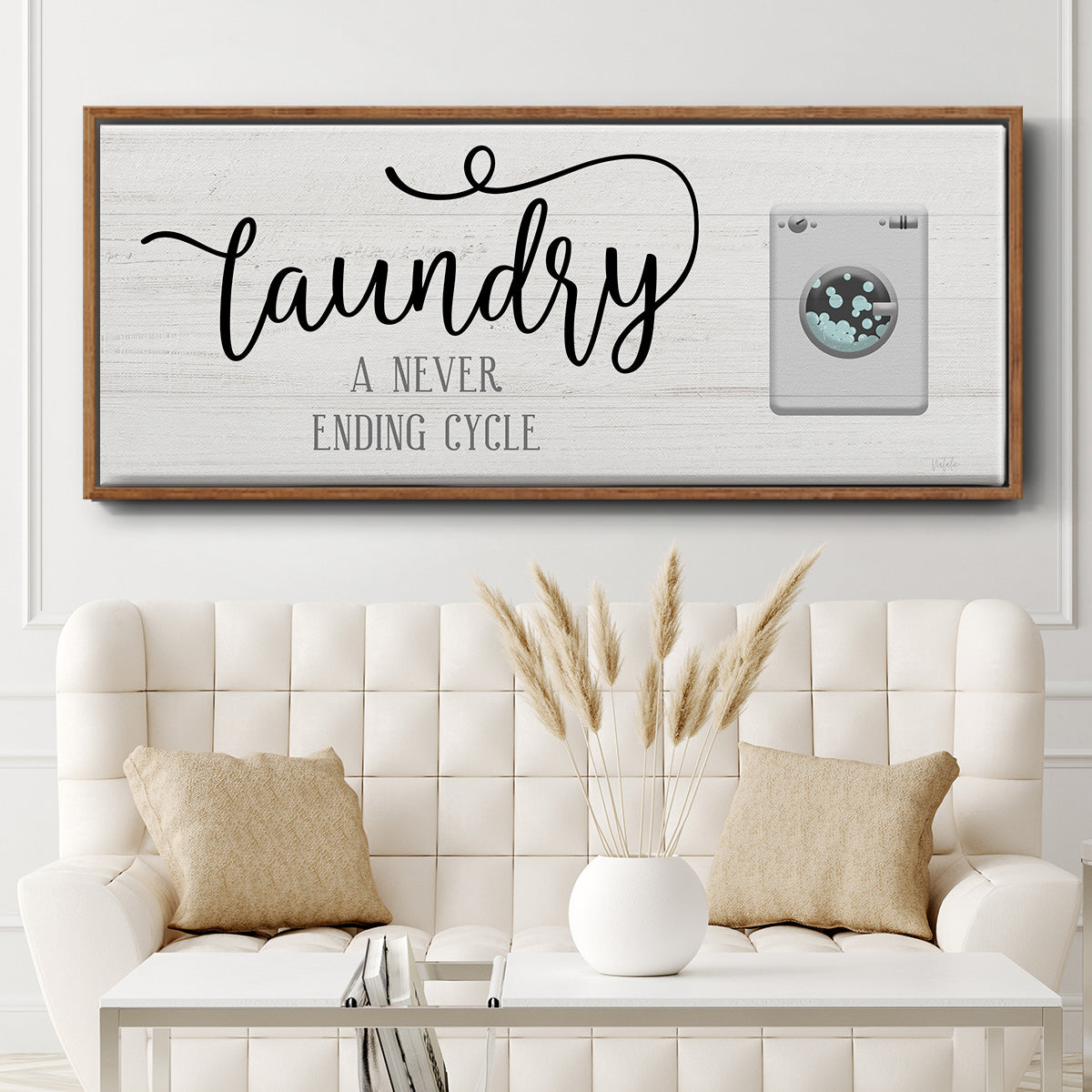 Never Ending Laundry - Floater Framed Canvas Print