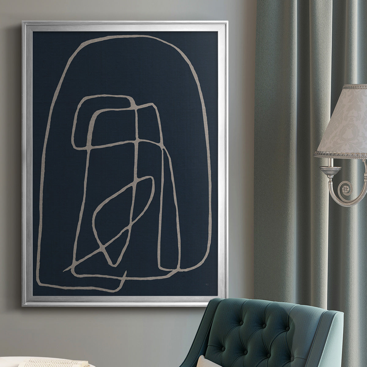 Shapes and Night Sky I - Modern Framed Canvas Print