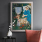 Intimate domestic genre scene by Édouard Manet in an ornate weathered white frame displayed in a dark-toned interior setting.