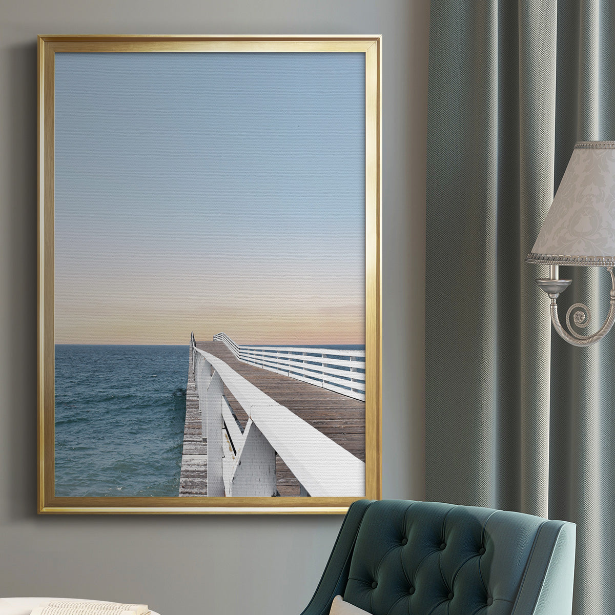 Day at the Pier - Modern Framed Canvas Print
