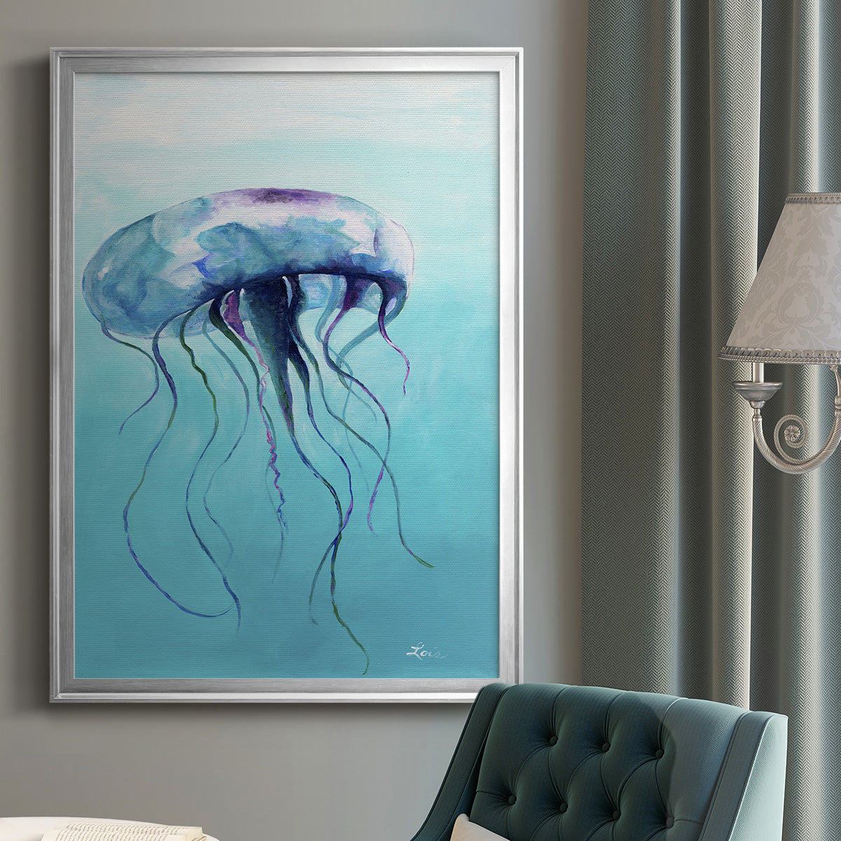 Jelly Fish - Modern Framed Canvas Print