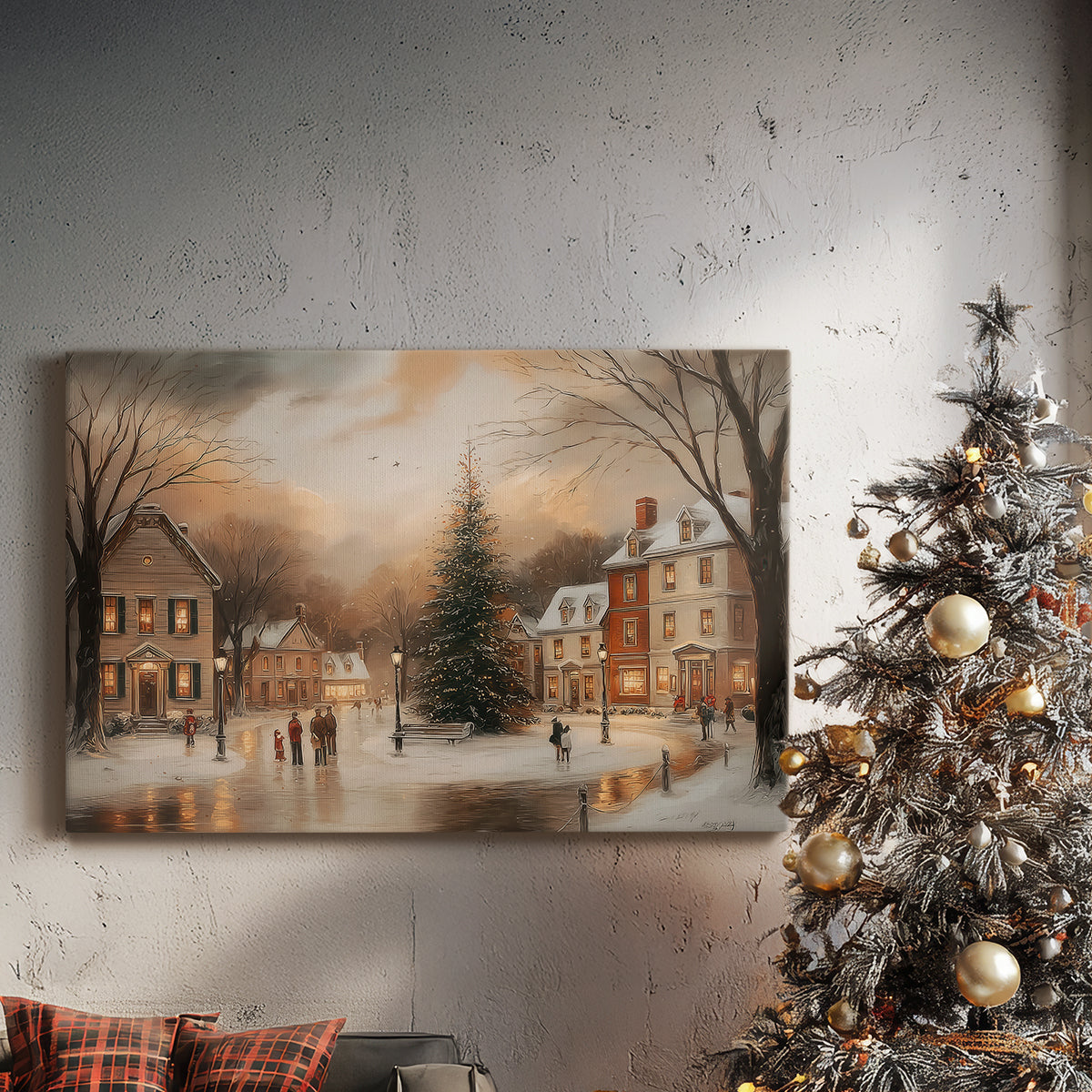 Warm Lantern Eve Green - Canvas Art Print