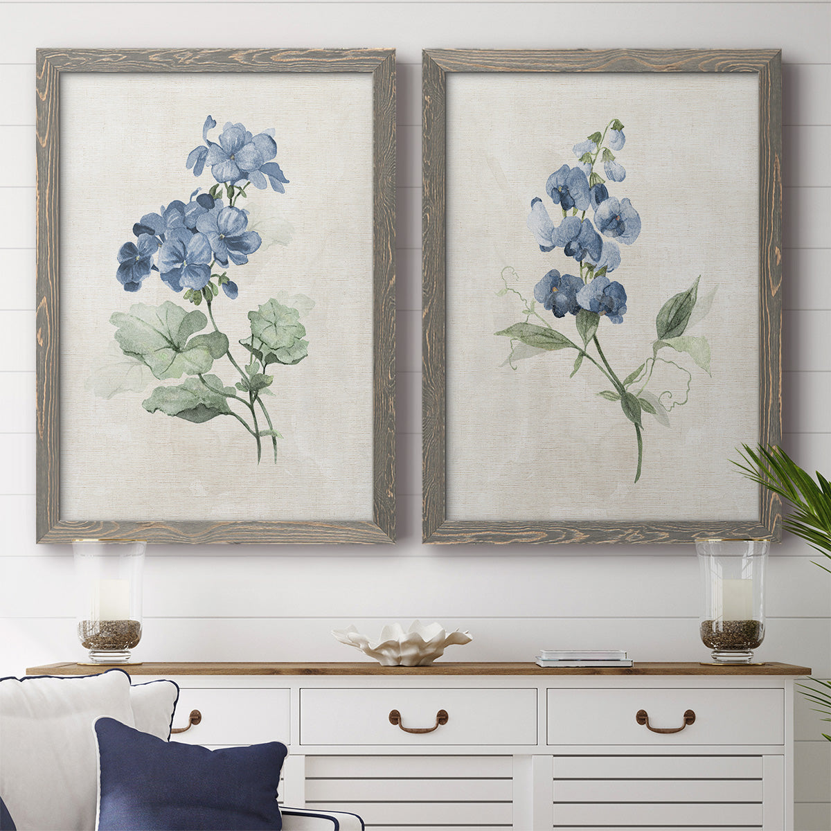 Farmhouse Periwinkle I   - Premium Framed Canvas 2 Piece Set - Ready to Hang