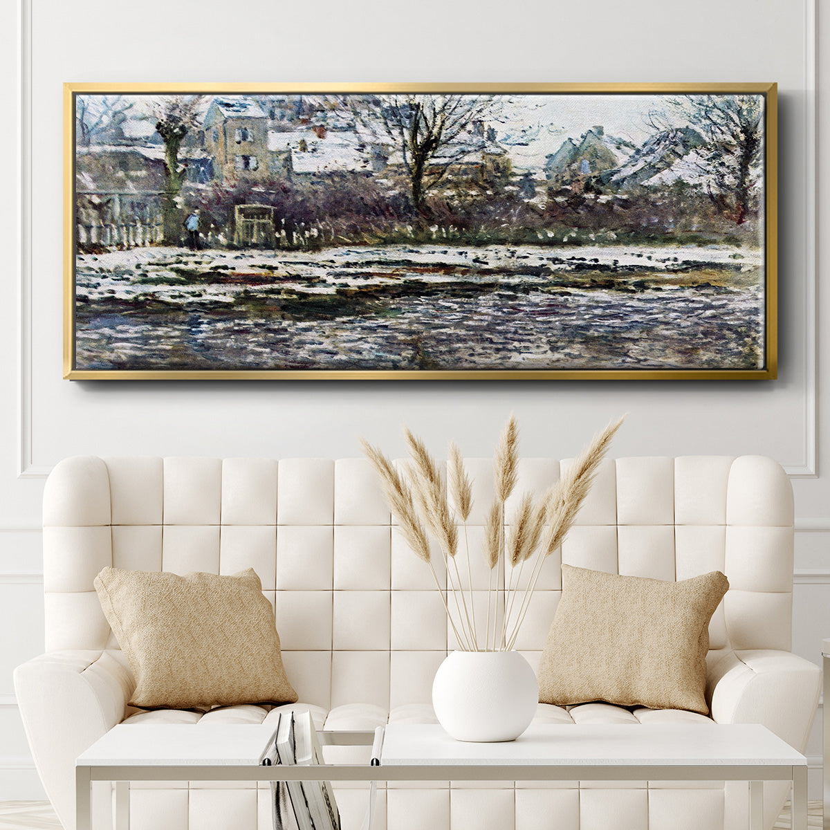 Snow in Vétheuil - Floater Framed Canvas Print