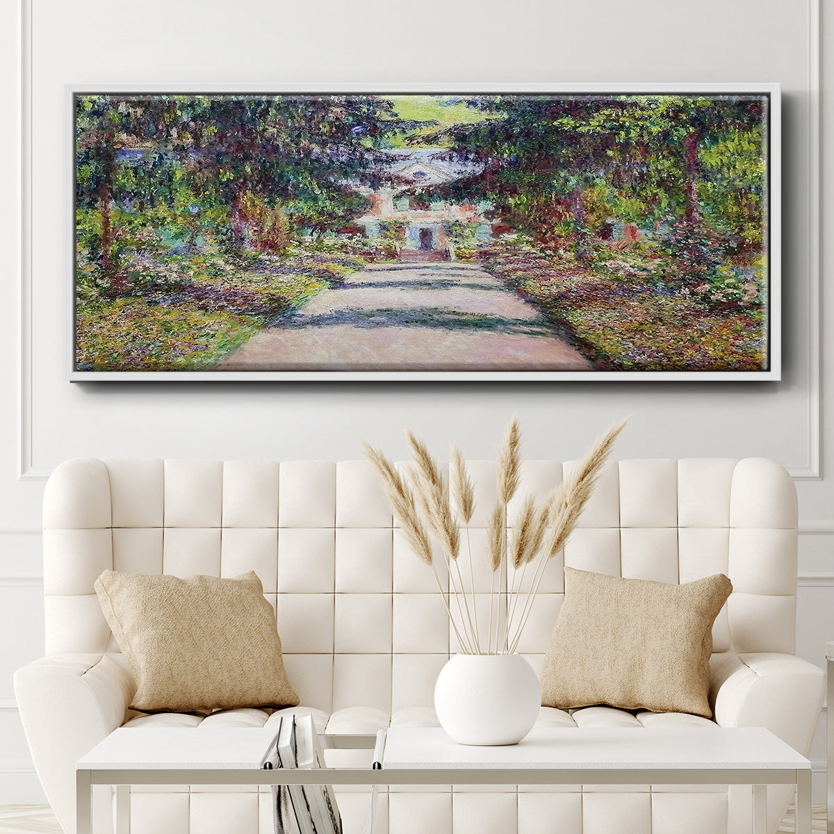 Pathway in Monet's Garden at Giverny, 1900 - Floater Framed Canvas Print