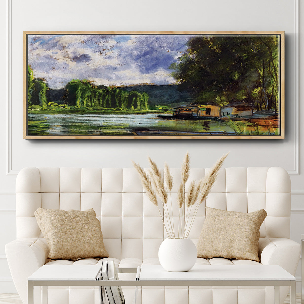 The Banks of the Seine near Jeufosse (Eure), 1880 - Floater Framed Canvas Print