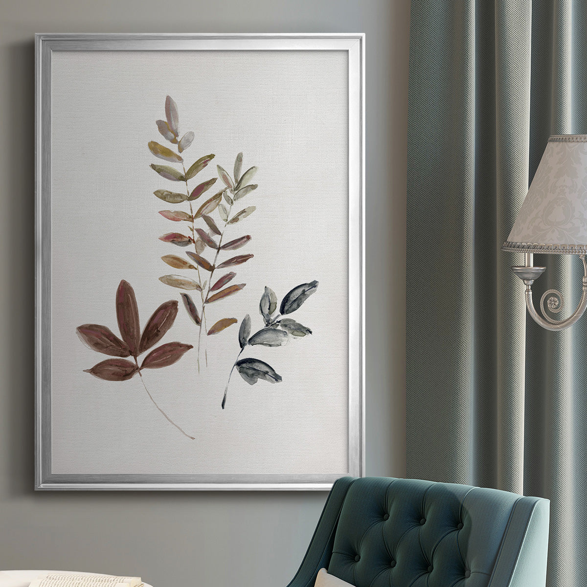 Autumn Leaves II - Modern Framed Canvas Print