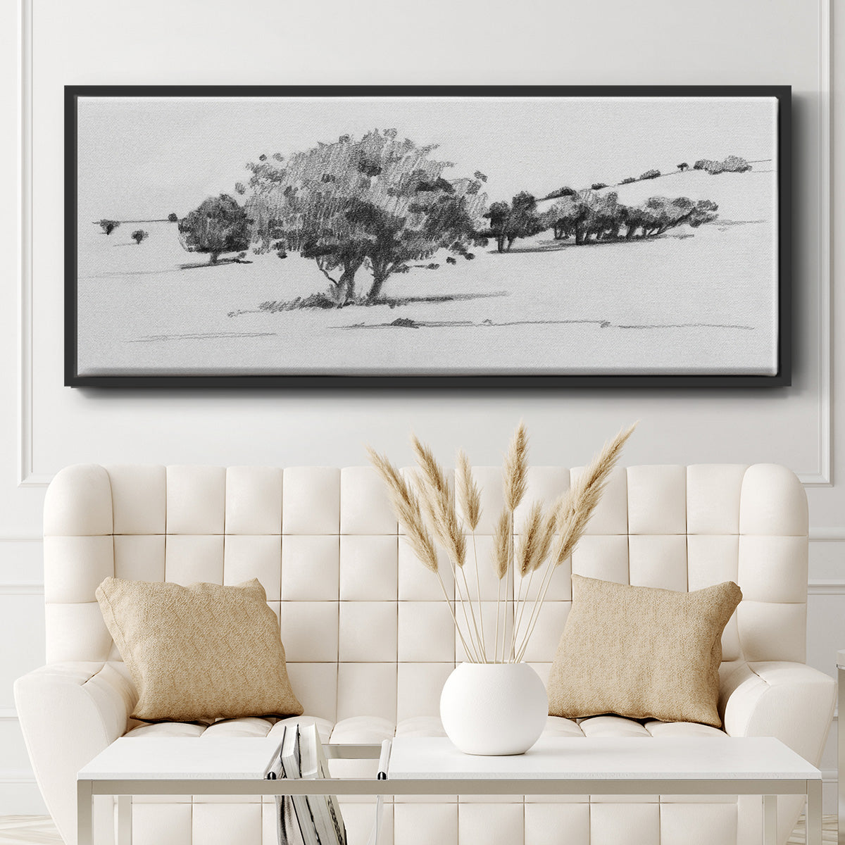 Treeline Sketch I - Floater Framed Canvas Print