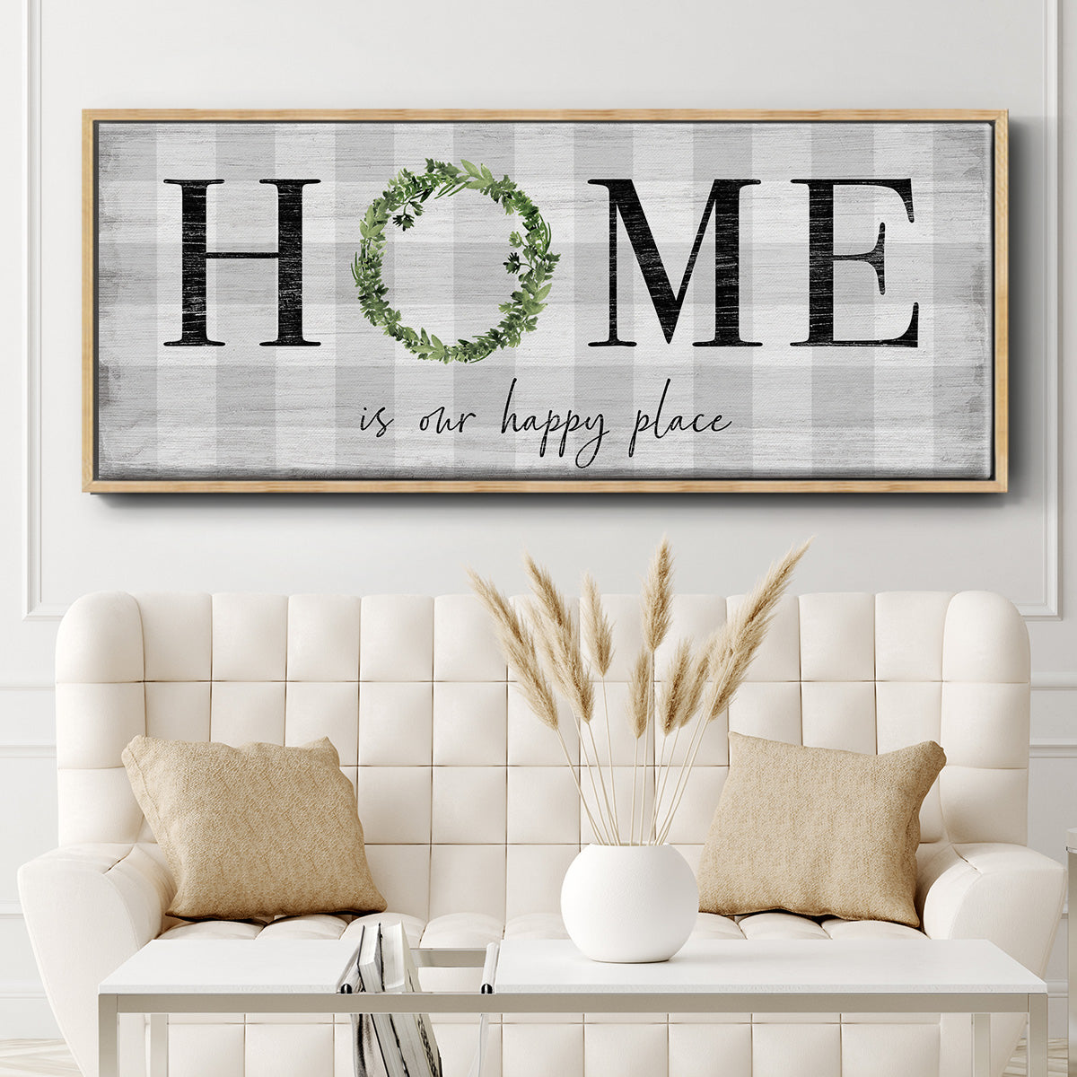 Home is Our Happy Place - Floater Framed Canvas Print