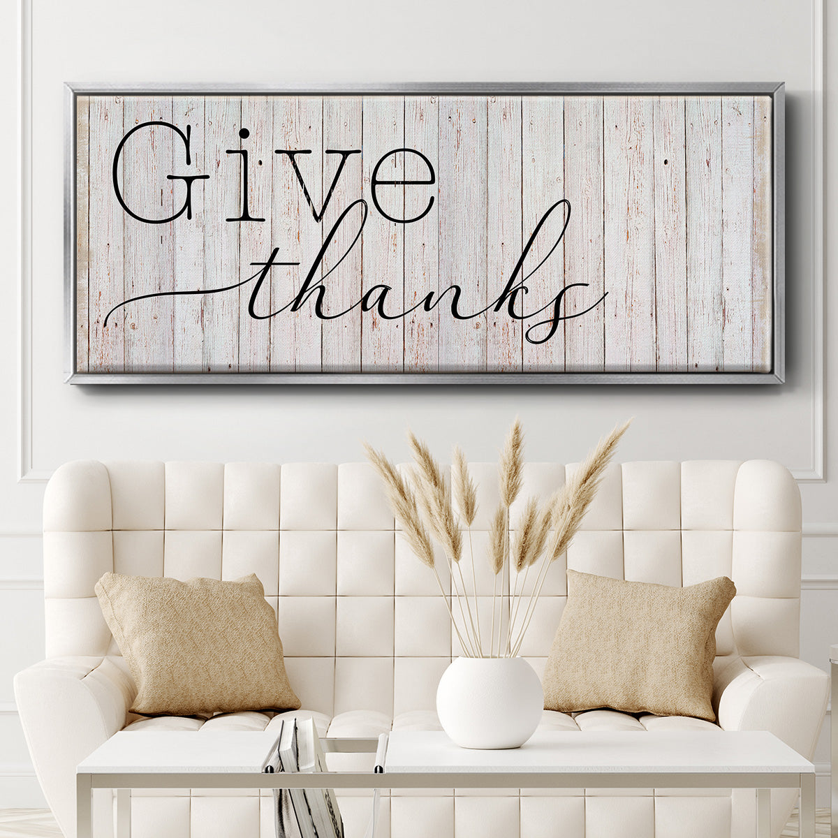 Give Thanks - Floater Framed Canvas Print