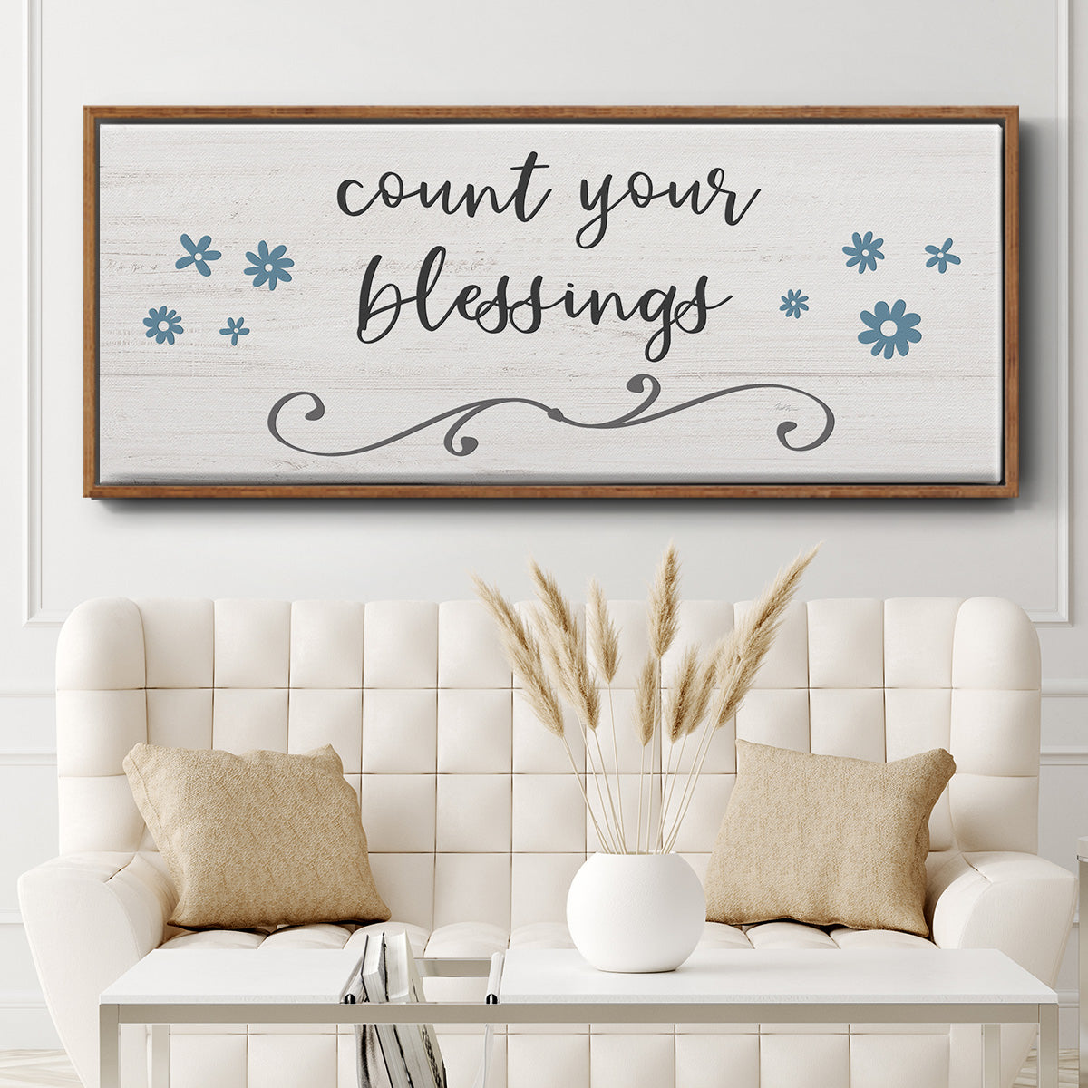 Count Blessings - Floater Framed Canvas Print