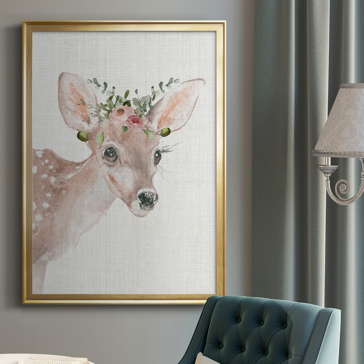 Dressy Fawn - Modern Framed Canvas Print