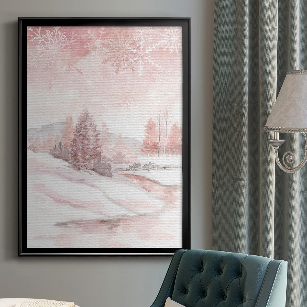 Blush Winter - Modern Framed Canvas Print