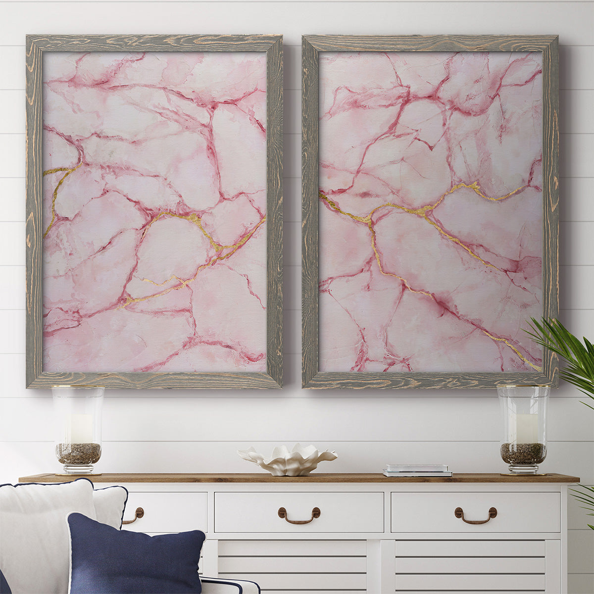 Rose Marble I - Premium Framed Canvas 2 Piece Set - Ready to Hang