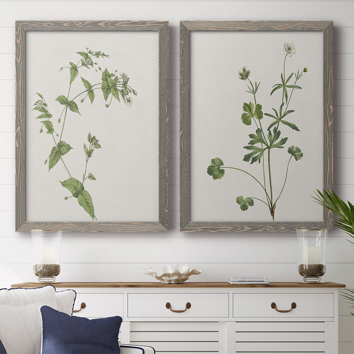 Wispy Botanical I - Premium Framed Canvas 2 Piece Set - Ready to Hang