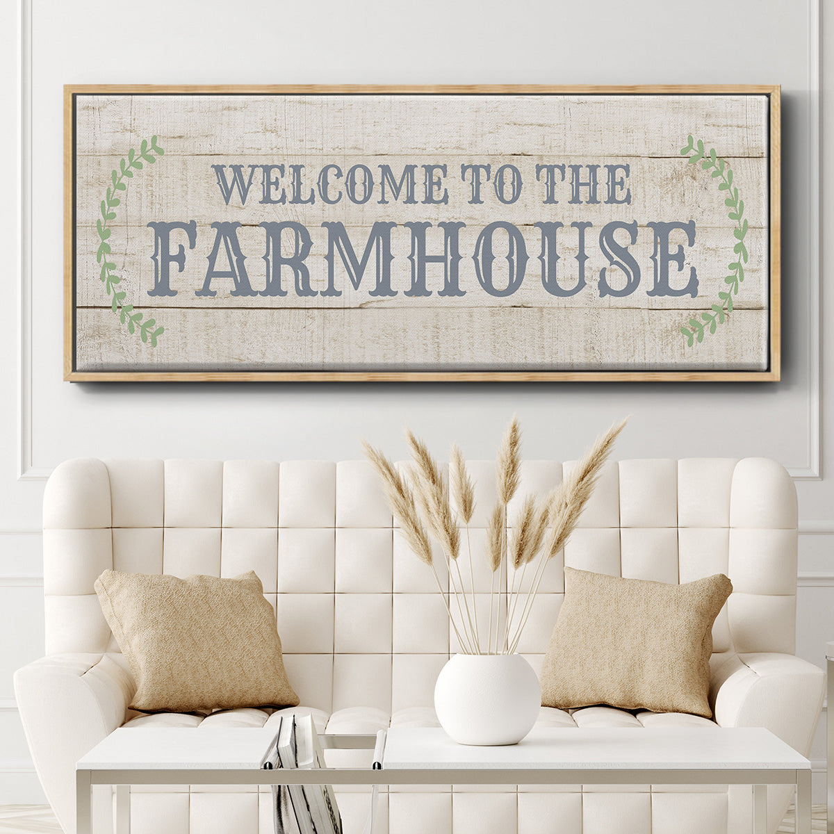 Welcome to the Farmhouse - Floater Framed Canvas Print