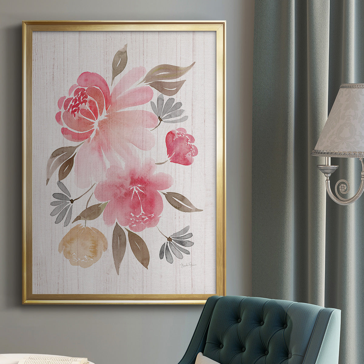 Loose Peonies II - Modern Framed Canvas Print