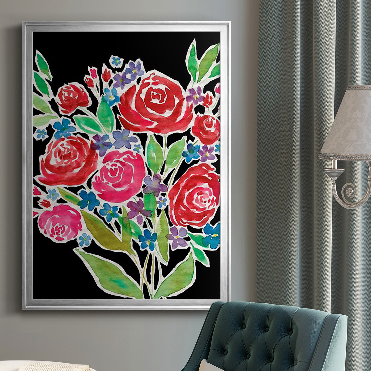 Floral Choir Bouquet - Modern Framed Canvas Print