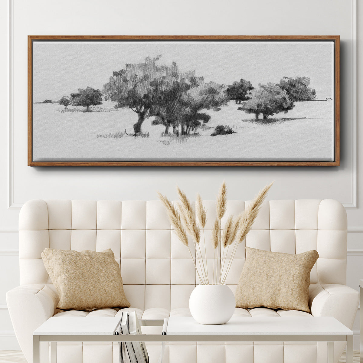 Treeline Sketch II - Floater Framed Canvas Print