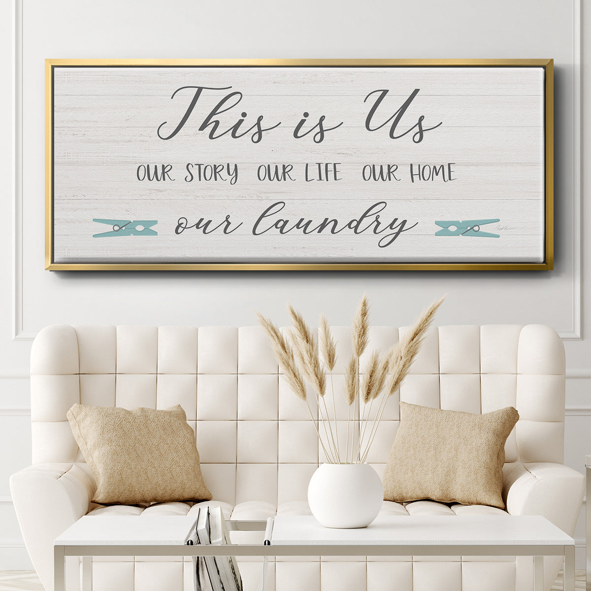 Us and Our Laundry - Floater Framed Canvas Print