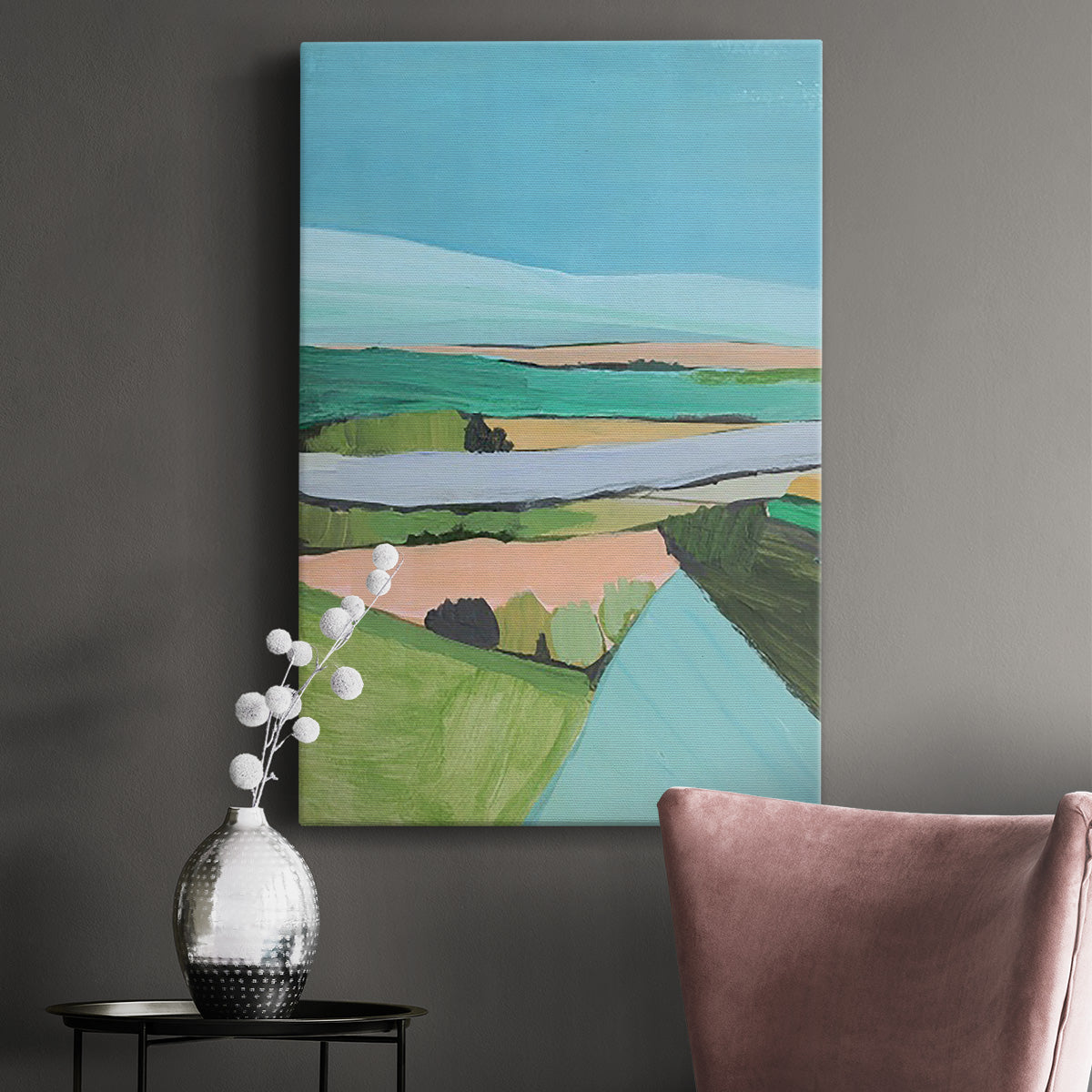 Bright Colored Countryside I Premium Gallery Wrapped Canvas - Ready to Hang