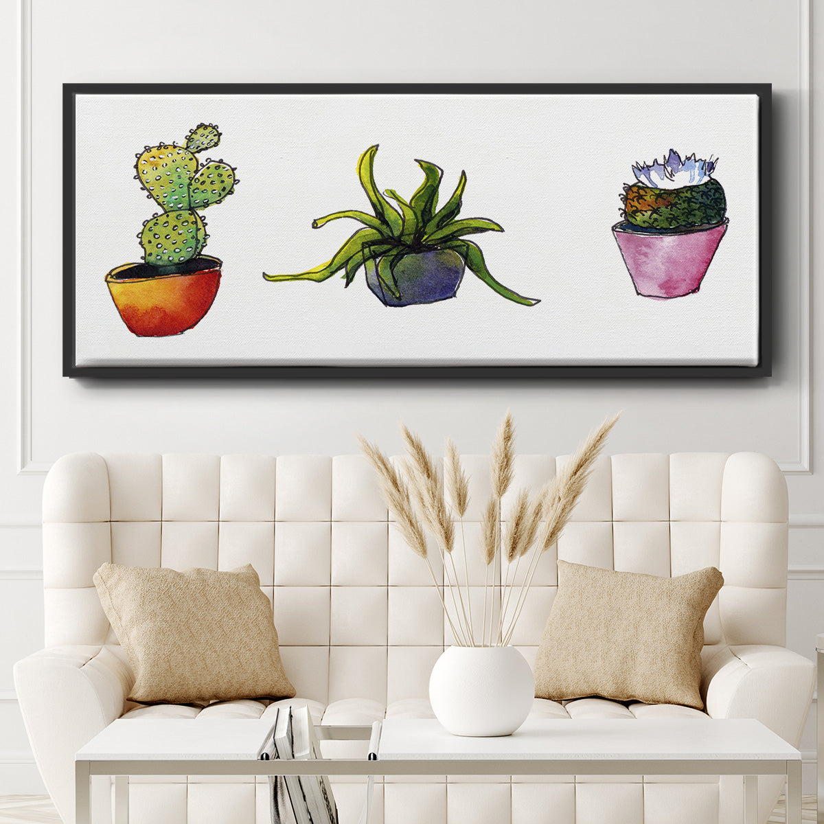 Vibing Succulents I - Floater Framed Canvas Print