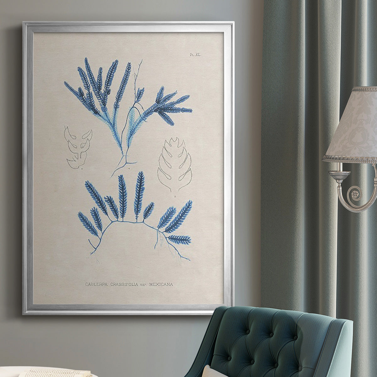 Blue Marine Algae I - Modern Framed Canvas Print