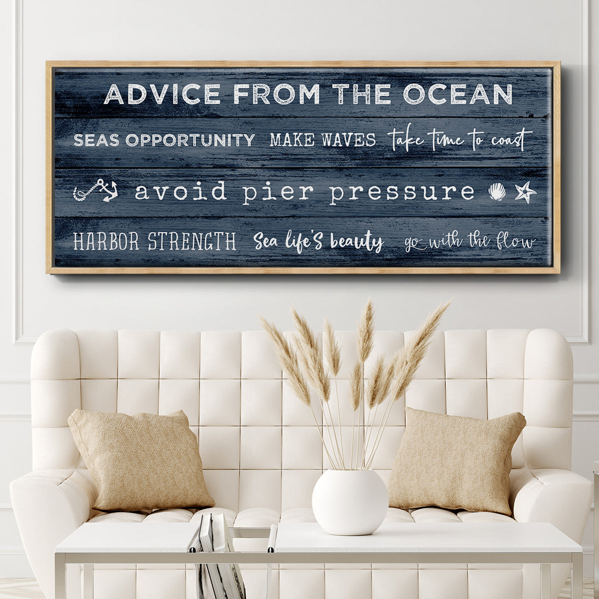 Navy Ocean - Floater Framed Canvas Print