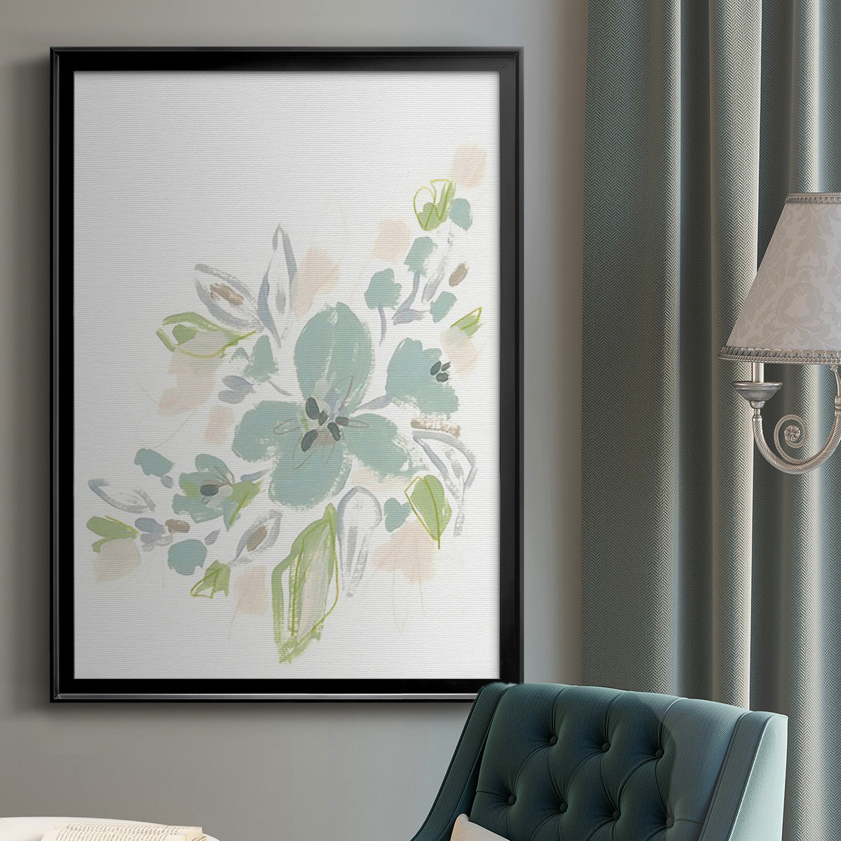 Seafoam Petals II - Modern Framed Canvas Print