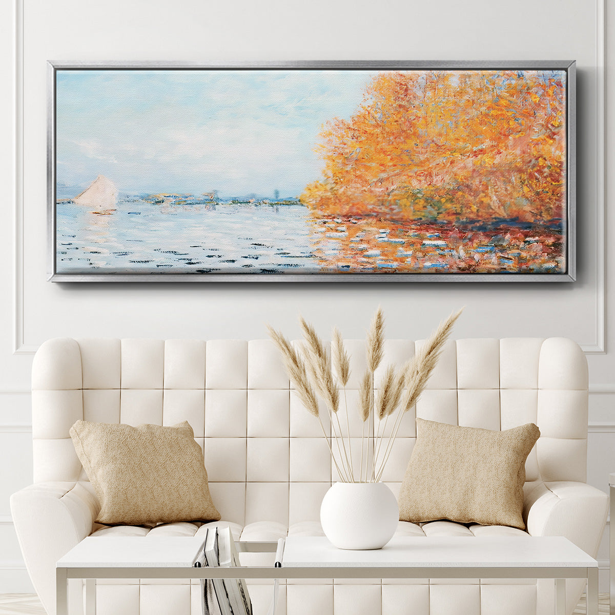 The Seine at Argentuil, 1874 - Floater Framed Canvas Print