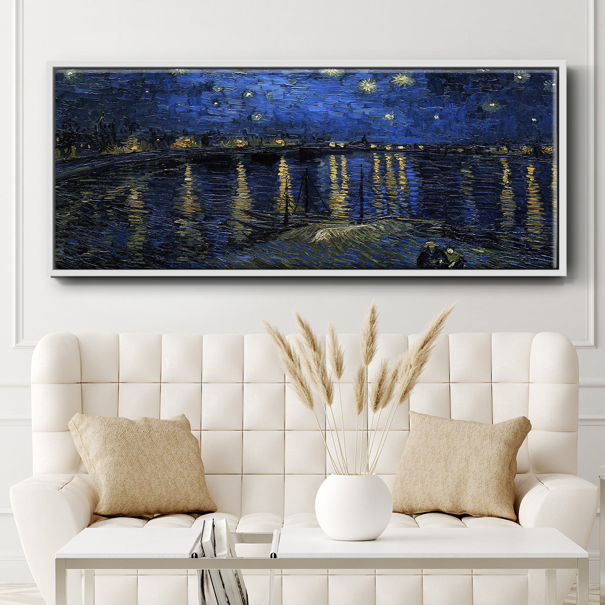 Starry Night Over the Rhone - Floater Framed Canvas Print