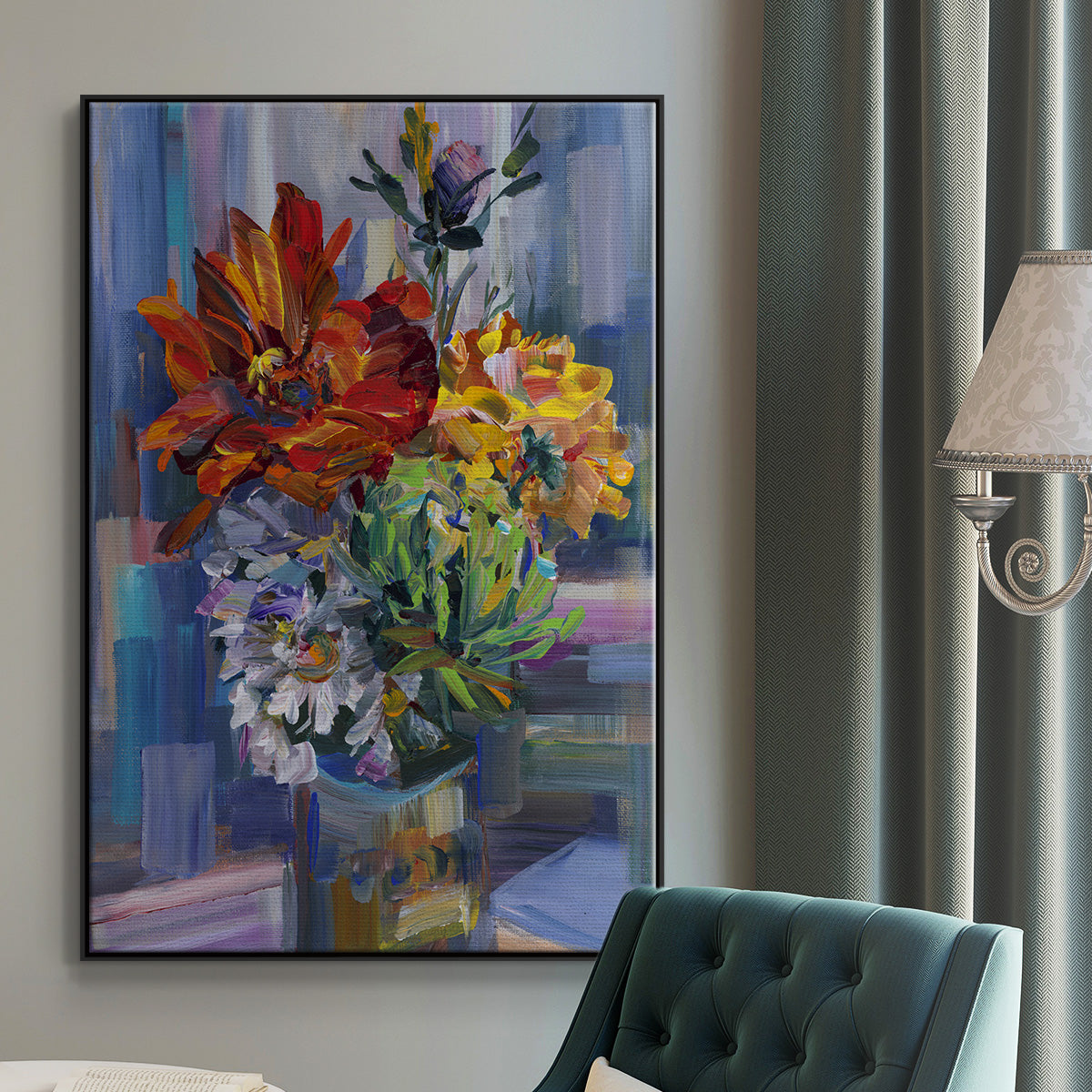 Modern Bouquet - Floater Framed Canvas Print