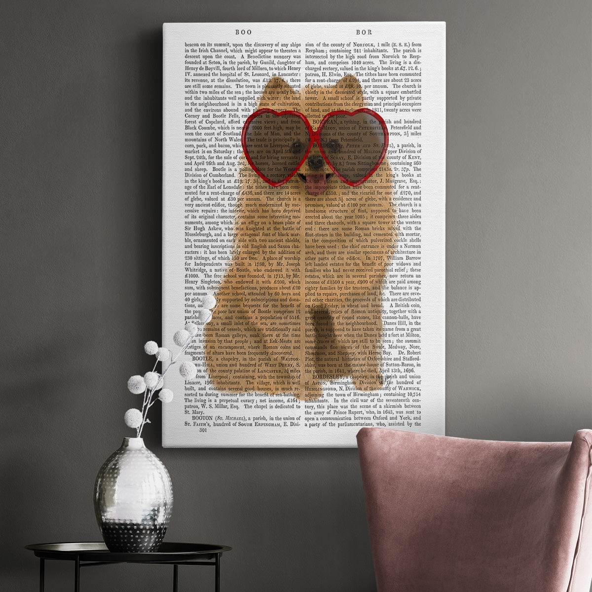 Pomeranian and Heart Glasses Premium Gallery Wrapped Canvas - Ready to Hang