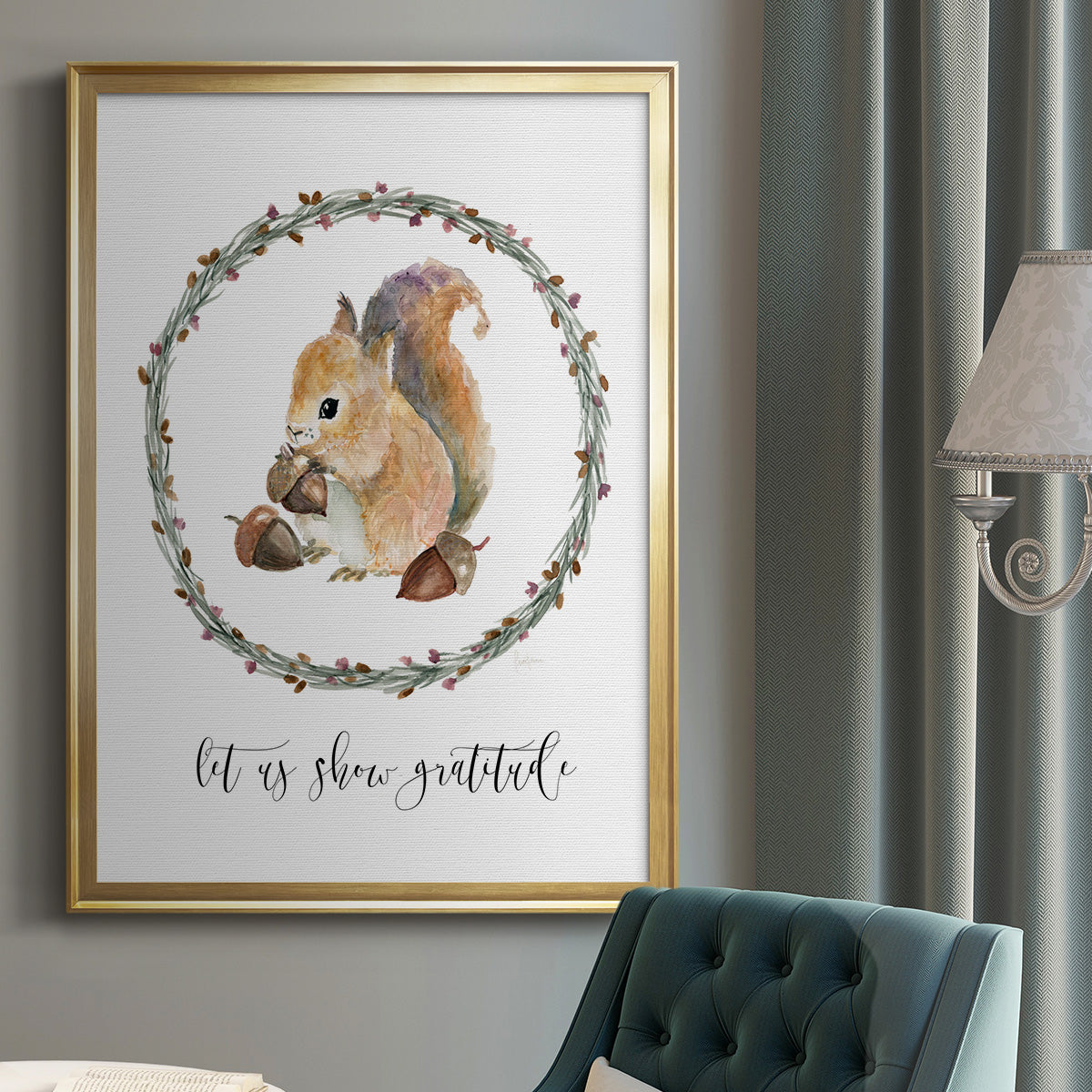 Harvest Home Squirrel - Modern Framed Canvas Print