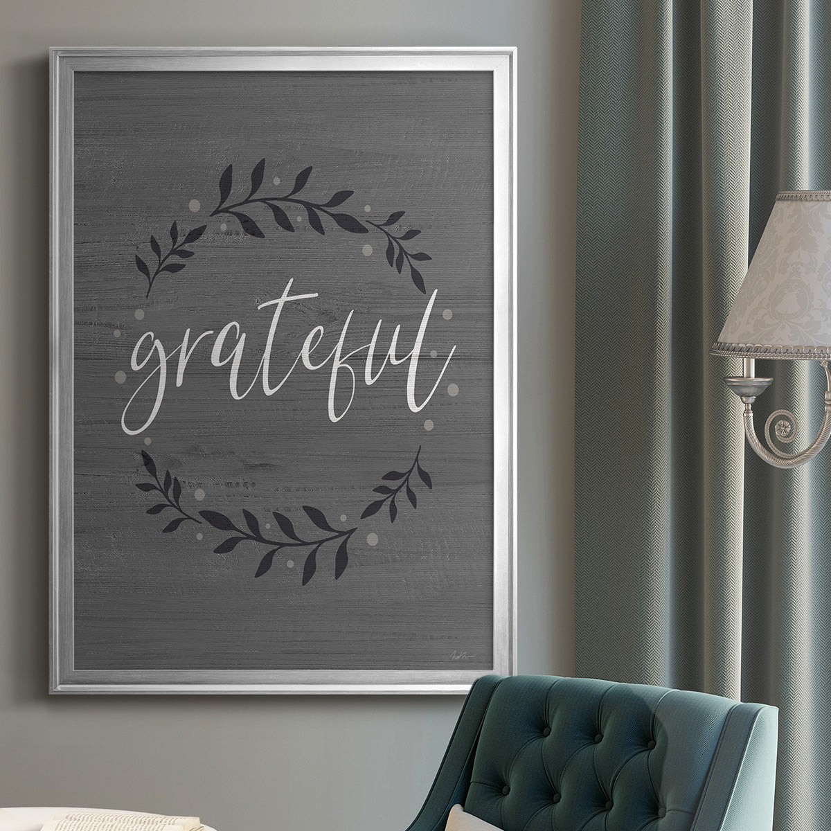 Grateful Wreath - Modern Framed Canvas Print