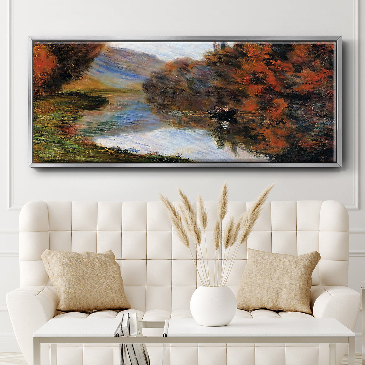 Rowboat on the Seine at Jeufosse, 1884 - Floater Framed Canvas Print