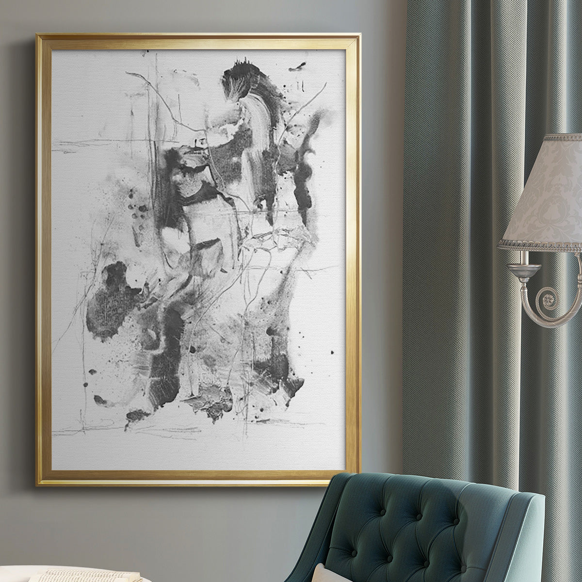 Graphite Abstract I - Modern Framed Canvas Print