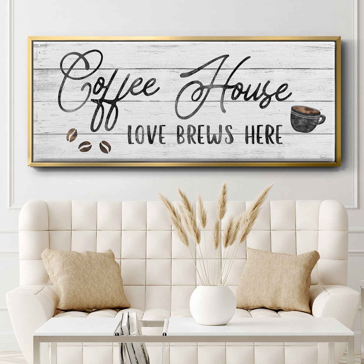 Love Brews - Floater Framed Canvas Print