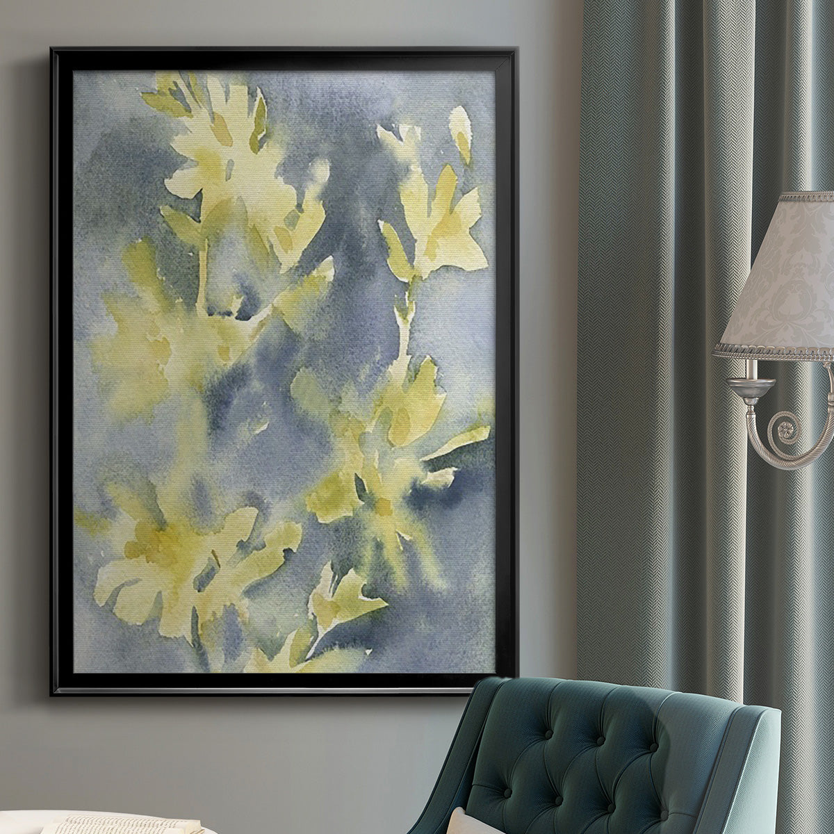 Forsythia Blooms II - Modern Framed Canvas Print