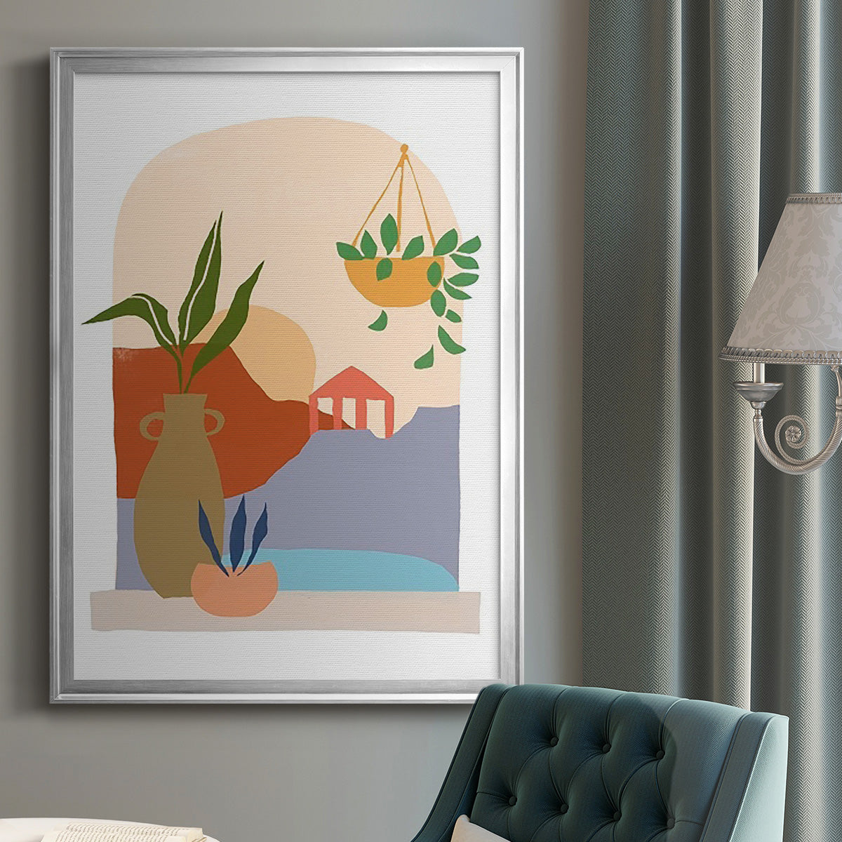 Paper Scene II - Modern Framed Canvas Print